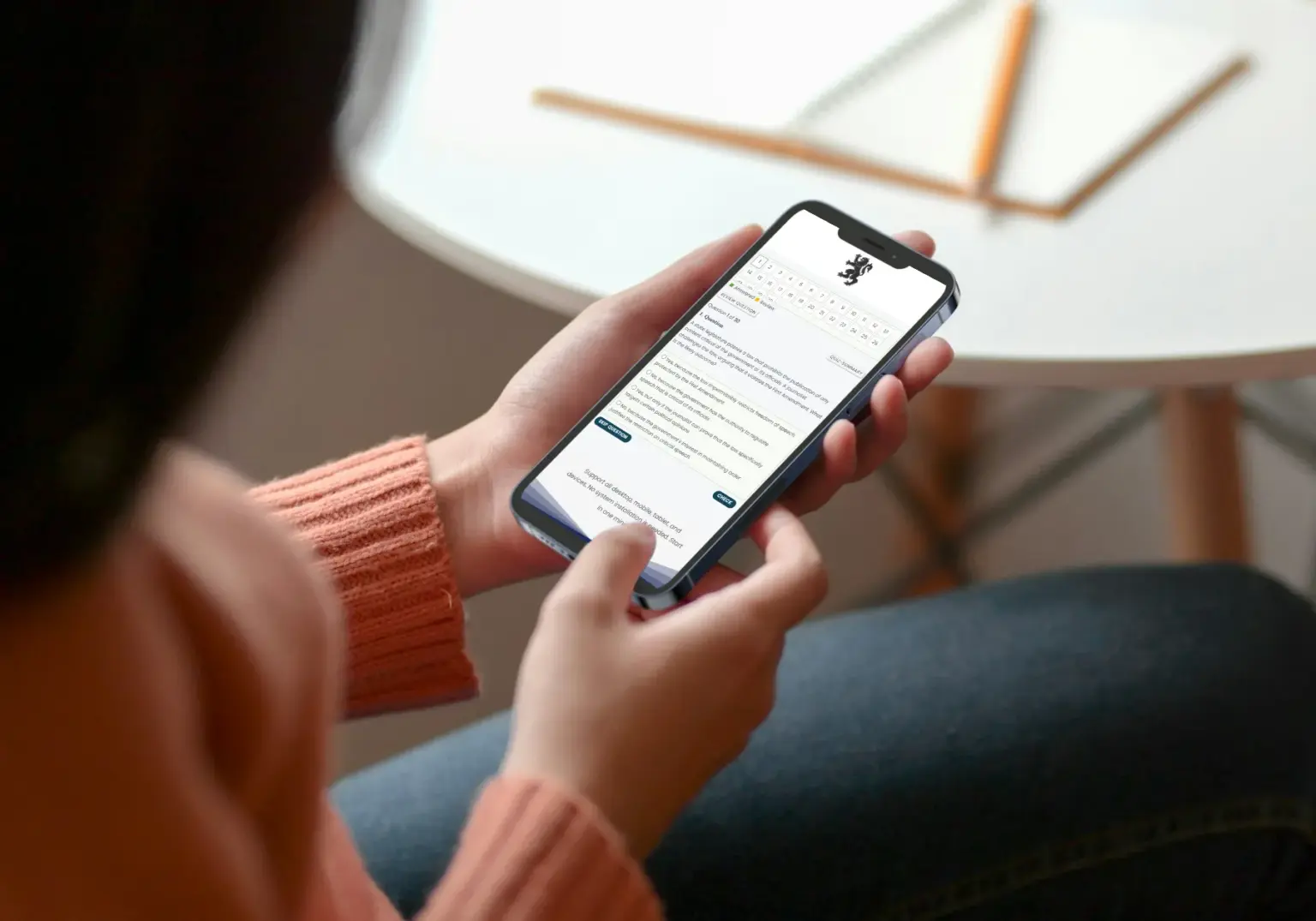 Candidate using Dog Cert Exam on mobile